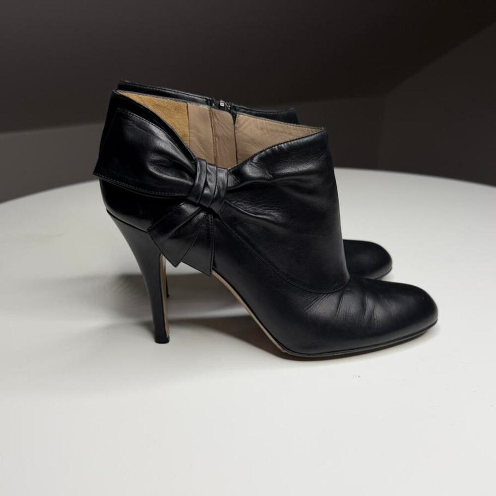 Valentino Garavani Black Leather Bow Ankle Boots Italy Sz 38 Luxury Stiletto - Picture 6 of 8